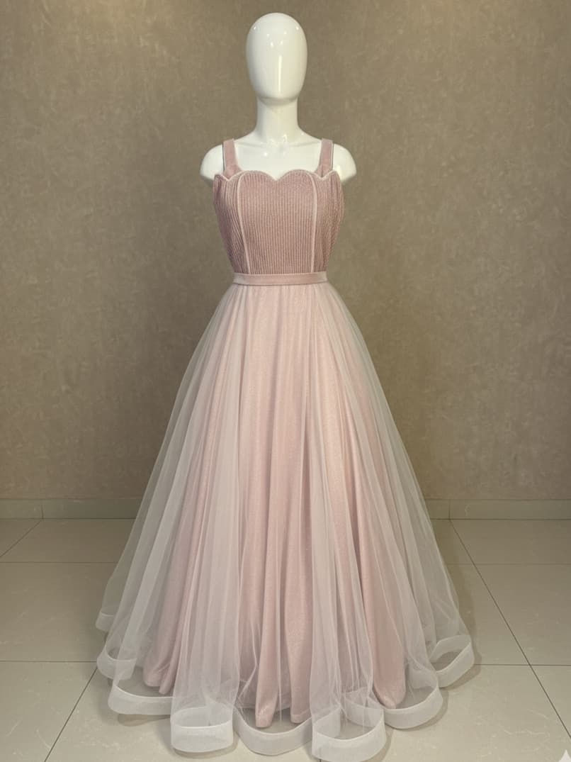 Pink Sweetheart Pleated Gown.