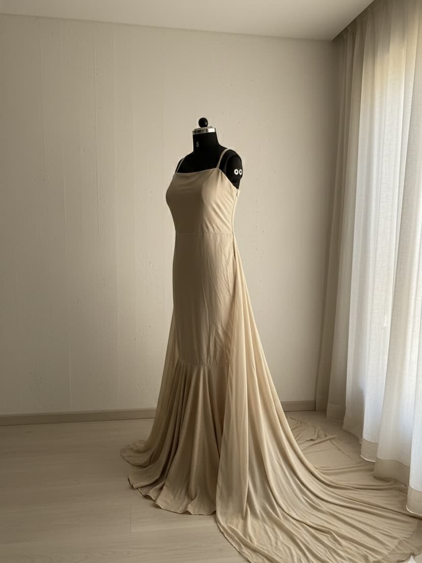 Champagne Drape Trail Gown